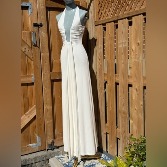 🆕 MISHA COLLECTION 🧿 NWOT The Jennifer Cupro Maxi Dress, Ivory - Sz XS - Picture 3 of 16